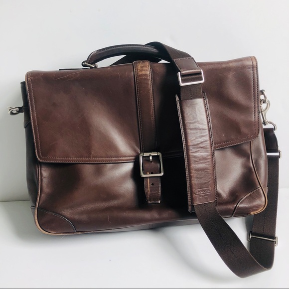 Coach Messenger Bag Brown Leather Laptop Bag